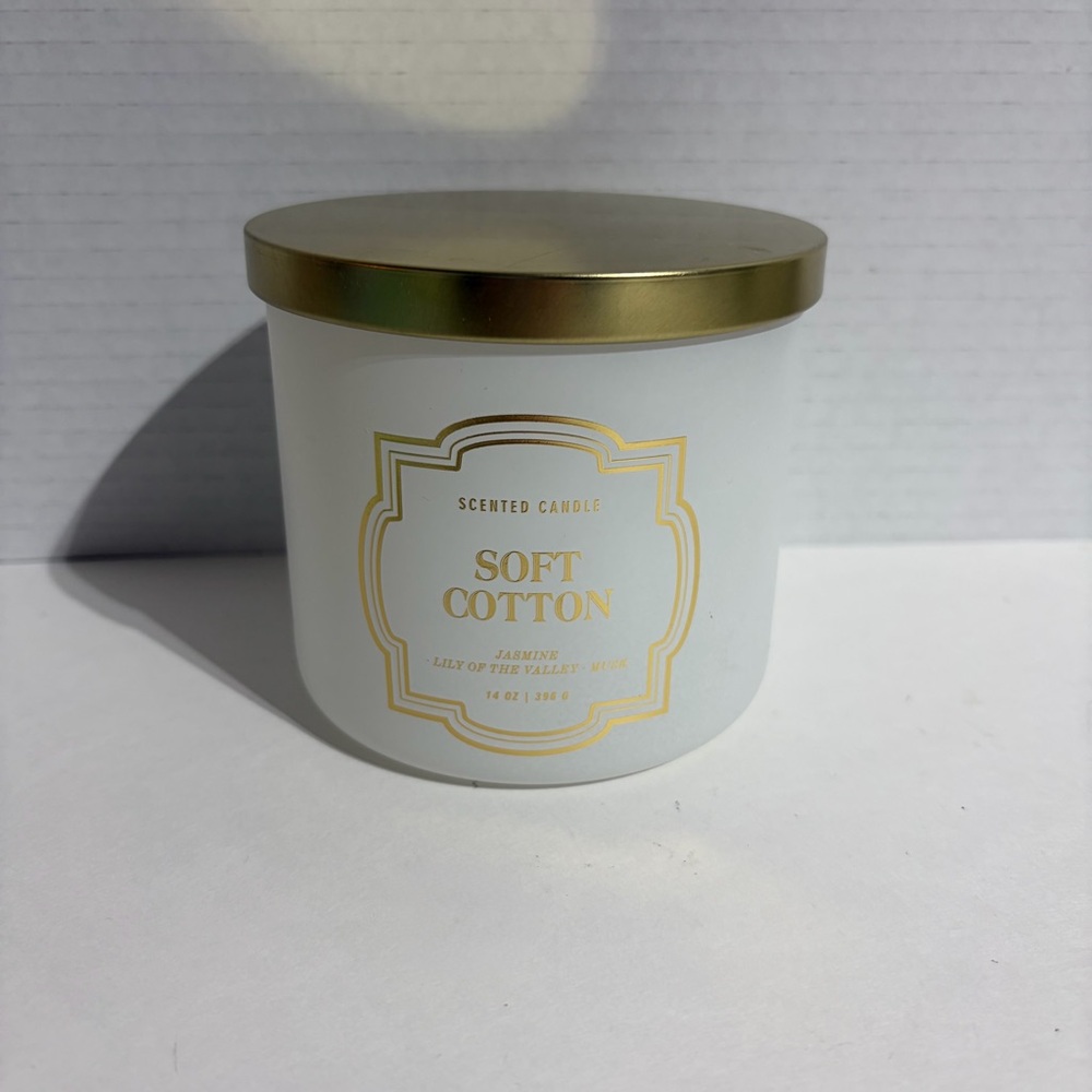 Kirkland’s Candle Frosted Glass White Jar Gold Lid Cotton EMPTY CLEAN DIY Craft